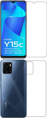 wooden craft Front and Back Tempered Glass for vivo Y15c {Flexible}, V2147|V2162, Y15c(Pack of 2)