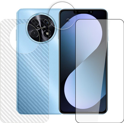 SOMTONE Front and Back Tempered Glass for Huawei nova 14i 4G Tempered Glass Screen Protector | Edge to Edge Full Coverage | 9H Hardness ( 1 FRONT SCREEN GUARD + 1 CARBON FIBER BACK + 1 CAMERA LENS PROTECTOR ) FX01(Pack of 1)