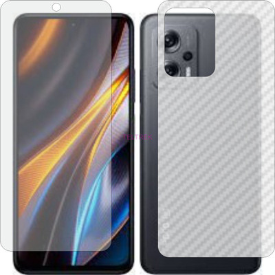 TELTREK Front and Back Tempered Glass for MI POCO X4 GT (Front Matte Finish & Back 3d Carbon Fiber)(Pack of 2)
