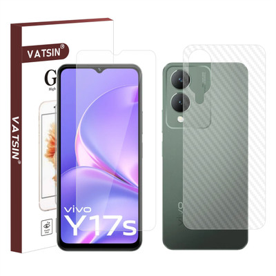 Vatsin Front and Back Tempered Glass for ViVO Y17s, ViVO Y17s [Back Carbon Fiber](Pack of 2)