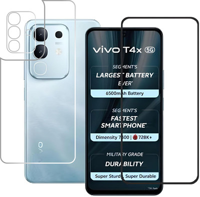 GLAMEECH Front and Back Tempered Glass for Vivo T4x, T4x 5G, VivoT4x 5G (0.21)(Pack of 3)