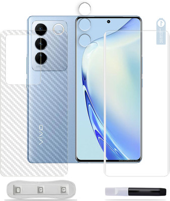 ARBAN Front and Back Tempered Glass for vivo V27 Pro 5G Tempered Glass Screen Protector ( 1 UV TEMPERED GLASS SCREEN PROTECTOR + 1 BACK CARBON FIBER SKIN + 1 CAMERA LENS PROTECTOR )(Pack of 1)