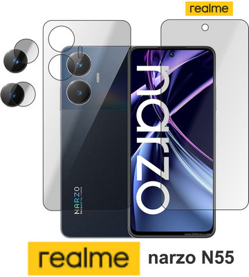 PONDRIK Front and Back Tempered Glass for Realme narzo N55(Pack of 3)