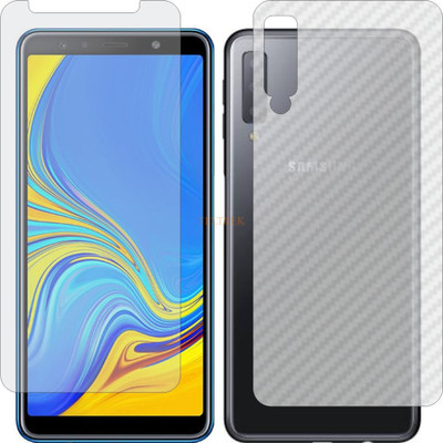 TELTREK Front and Back Tempered Glass for SAMSUNG GALAXY A7 2018 EDITION (Front Matte Finish & Back 3d Carbon Fiber)(Pack of 2)