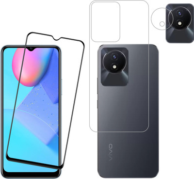 Vatsin Front and Back Tempered Glass for ViVO Y02, ViVO Y02 [With Rear Camera Lens Guard](Pack of 3)