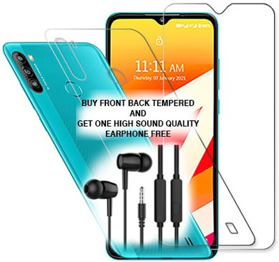 SOMTONE Front and Back Tempered Glass for Lava Z6 FRONT BACK TEMPERED GLASS BUY AND GET EARPHONE FREE(Pack of 1)