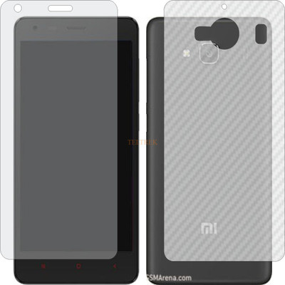 TELTREK Front and Back Tempered Glass for XIAOMI MI 2 (Front Matte Finish & Back 3d Carbon Fiber)(Pack of 2)