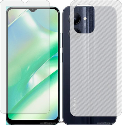 ZINGTEL Front and Back Tempered Glass for REALME C33 2023 RMX3627 (Front Matte Finish & Back 3d Carbon Fiber)(Pack of 2)