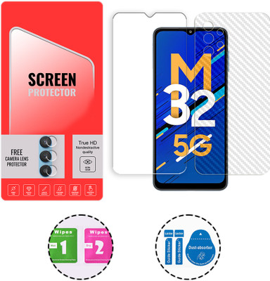 SOMTONE Front and Back Tempered Glass for Samsung Galaxy M32 5G (1 FREE CAMERA LENS) WITH FRONTBACK SCREEN PROTECTOR(Pack of 1)
