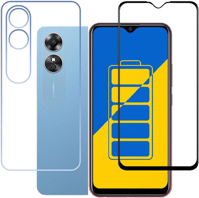 Casesily Front and Back Tempered Glass for Oppo A17 Front 11D Glass Back Flexible Trink (Not Glass)(Pack of 2)