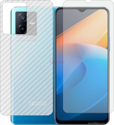 TELTREK Front and Back Tempered Glass for VIVO IQOO Z6 X V2164KA 5G (Front Matte Finish & Back 3d Carbon Fiber)(Pack of 2)