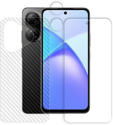ARBAN Front and Back Tempered Glass for Infinix Smart 10 HD 4G Tempered Glass Screen Protector | Anti-Scratch | Edge to Edge Full Coverage | 9H Hardness ( 1 FRONT SCREEN GUARD + 1 BACK CARBON FIBER SKIN + 1 CAMERA LENS PROTECTOR )(Pack of 1)