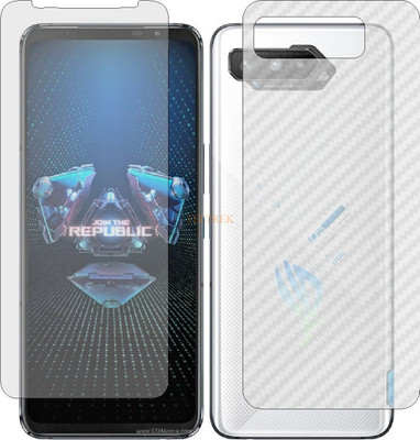 TELTREK Front and Back Tempered Glass for ASUS ROGPHONE 5 (Front Matte Finish & Back 3d Carbon Fiber)(Pack of 2)