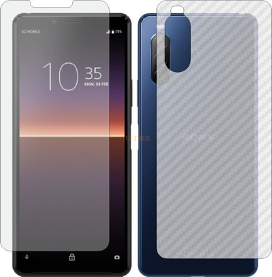 TELTREK Front and Back Tempered Glass for SONY XPERIA 10 II (Front Matte Finish & Back 3d Carbon Fiber)(Pack of 2)