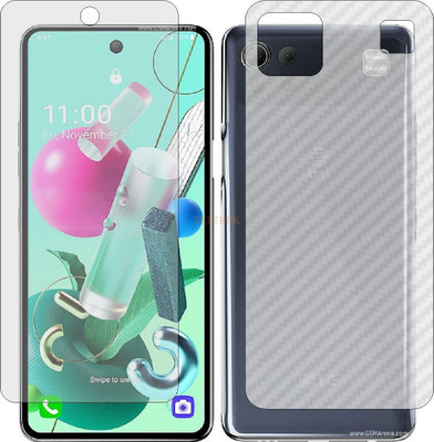 TELTREK Front and Back Tempered Glass for LG K92 5G (Front Matte Finish & Back 3d Carbon Fiber)(Pack of 2)
