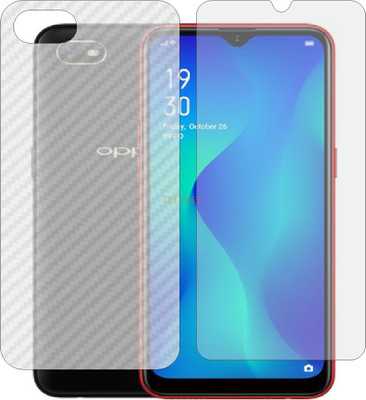 TELTREK Front and Back Tempered Glass for OPPO A1K (Front Matte Finish & Back 3d Carbon Fiber)(Pack of 2)