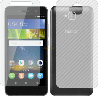 TELTREK Front and Back Tempered Glass for HUAWEI HONOR HOLLY 2 PLUS (Front Matte Finish & Back 3d Carbon Fiber)(Pack of 2)