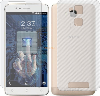 TELTREK Front and Back Tempered Glass for INTEX ELYT E7 (Front Matte Finish & Back 3d Carbon Fiber)(Pack of 2)