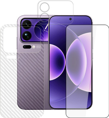 KOISTON Front and Back Tempered Glass for Xiaomi 17 Pro Max 5G Tempered Glass Screen Protector | Anti-Scratch | Edge to Edge Full Coverage | 9H Hardness ( 1 FRONT SCREEN GUARD + 1 BACK CARBON FIBER SKIN + 1 CAMERA LENS PROTECTOR )(Pack of 1)