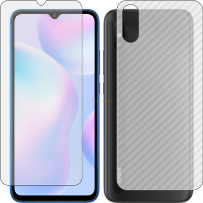 TELTREK Front and Back Tempered Glass for MI 9I (Front Matte Finish & Back 3d Carbon Fiber)(Pack of 2)