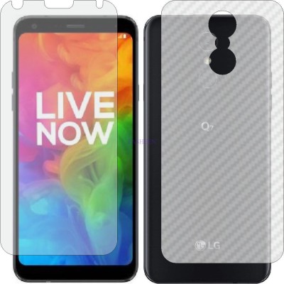 Fasheen Front and Back Tempered Glass for LG Q7 PLUS (Front Matte Finish & Back 3d Carbon Fiber)(Pack of 2)