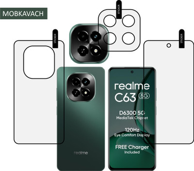 MOBKAVACH Front and Back Tempered Glass for Realme C63 5G WITH CAMERA LENS PROTECTOR(Pack of 3)