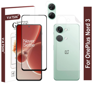 Vatsin Front and Back Tempered Glass for OnePlus Nord 3, OnePlus Nord 3 [With Rear Camera Lens Guard](Pack of 3)