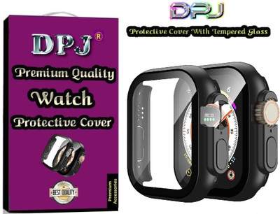 DPJ Front and Back Tempered Glass for Compatible with Apple Watch Ultra 49MM, Case with Built-in,Tempered Glass Screen Protector, Ultra-Thin HD Bumper Protective Cover, Full Coverage(Black)(Watch not included)(Pack of 2)