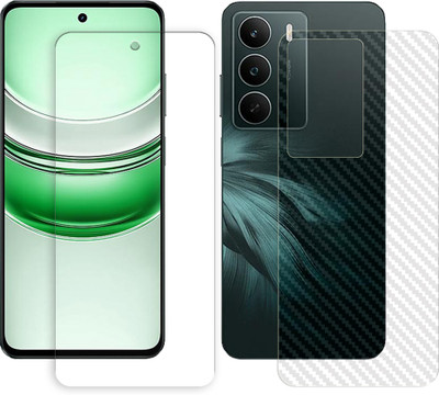 SOMTONE Front and Back Tempered Glass for Realme C71 4G Front Back Tempered Glass Screen Protector | Anti-Scratch | Edge to Edge Full Coverage | 9H Hardness ( 1 FRONT TEMPERED GLASS PROTECTOR + 1 BACK CARBON FIBER SKIN )(Pack of 1)