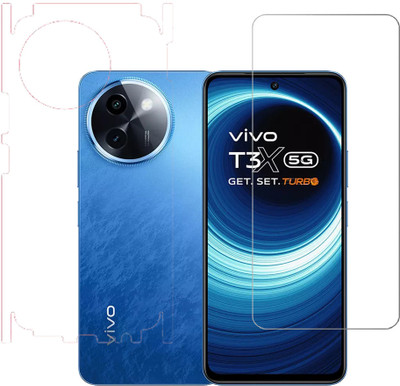 VAYUVAULT Front and Back Tempered Glass for Vivo T3x, Vivo T3x 5G(Pack of 2)