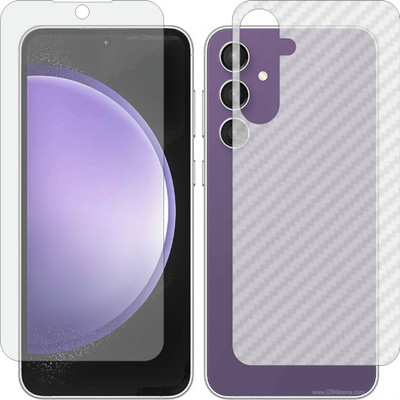Fasheen Front and Back Tempered Glass for GALAXY S23 FE (Front 9H Hardness Matte & Carbon Fiber Skin for Back)(Pack of 2)