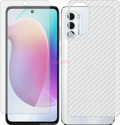 Fasheen Front and Back Tempered Glass for MOTOROLA MOTO G71 S (Front Matte Finish & Back 3d Carbon Fiber)(Pack of 2)