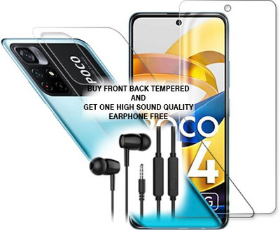 ARBAN Front and Back Tempered Glass for POCO M4 Pro 5G FRONT BACK TEMPERED GLASS BUY AND GET EARPHONE FREE(Pack of 1)