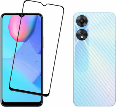 Vatsin Front and Back Tempered Glass for Oppo A38, Oppo A38 [Back Carbon Fiber](Pack of 2)