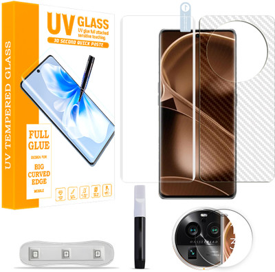 SOMTONE Front and Back Tempered Glass for Oppo Find X6 Pro 5G Tempered Glass Screen Protector ( 1 UV TEMPERED GLASS SCREEN PROTECTOR + 1 BACK CARBON FIBER SKIN + CAMERA LENS PROTECTOR ) UV01(Pack of 1)