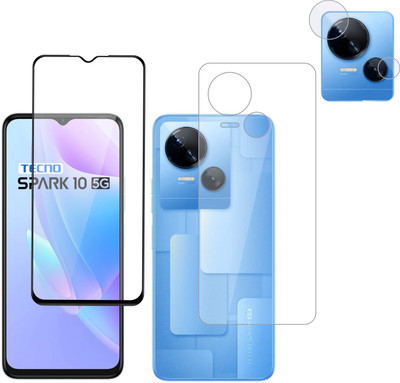 Vatsin Front and Back Tempered Glass for Tecno Spark 10 5G, Tecno Spark 10 5G [With Rear Camera Lens Guard](Pack of 3)