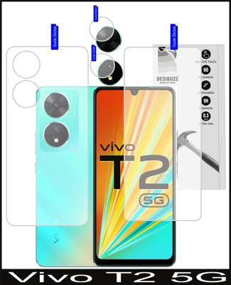 DESIBUZZ Front and Back Tempered Glass for vivo T2 5G, (Flexible), vivo T2 5G Camera lens