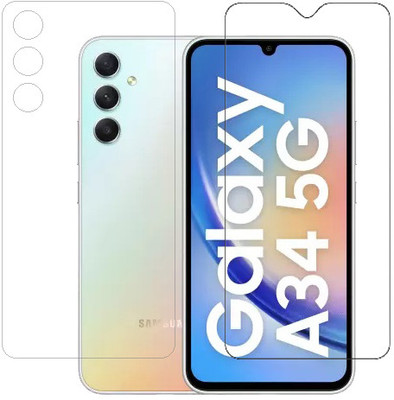 ECMERED Front and Back Tempered Glass for Samsung A34, Samsung A34 5G, Samsung Galaxy A34, Samsung Galaxy A34 5G(Pack of 1)