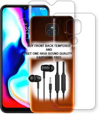 SOMTONE Front and Back Tempered Glass for Motorola Moto E7 Plus FRONT BACK TEMPERED GLASS BUY AND GET EARPHONE FREE(Pack of 1)