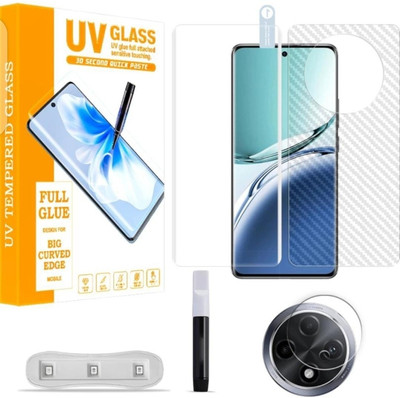 AHWAVEEDA Front and Back Tempered Glass for OPPO F27 PRO PLUS 5G UV 9H FRONT CURVE EDGE TO EDGE TEMPERED GLASS 1 BACK SCREEN GUARD,CAMERA LENS(Pack of 3)