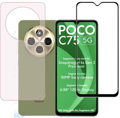 ECMERED Front and Back Tempered Glass for Poco C75 5g, Poco C75(Pack of 2)