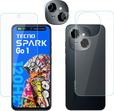 Vatsin Front and Back Tempered Glass for Tecno Spark Go 1, Tecno Spark Go 1 [With Rear Camera Lens Guard](Pack of 3)