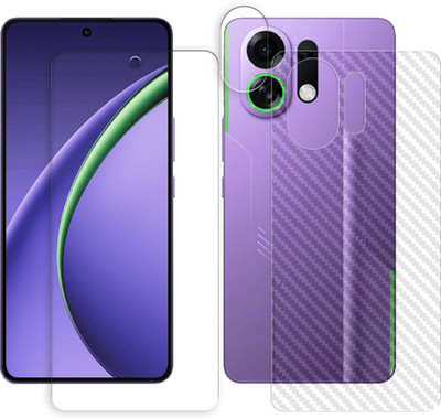 SOMTONE Front and Back Tempered Glass for Oppo K13 Turbo Pro 5G Tempered Glass Screen Protector | Anti-Scratch | Edge to Edge Full Coverage | 9H Hardness ( 1 FRONT SCREEN GUARD + 1 BACK CARBON FIBER SKIN + 1 CAMERA LENS PROTECTOR )(Pack of 1)