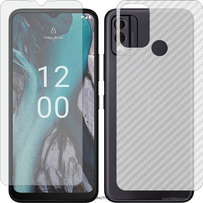 ZINGTEL Front and Back Tempered Glass for NOKIA C22 (Front Matte Finish & Back 3d Carbon Fiber)(Pack of 2)