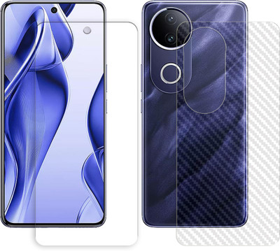 ARBAN Front and Back Tempered Glass for vivo V50e 5G Tempered Glass Screen Protector | Anti-Scratch | Edge to Edge Full Coverage | 9H Hardness (1 FRONT TEMPERED GLASS + 1 BACK CARBON FIBER SKIN)(Pack of 1)
