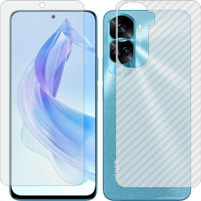 MOBART Front and Back Tempered Glass for Honor 90 Lite 5G (Matte Front & Carbon Fiber Skin for Back)(Pack of 2)