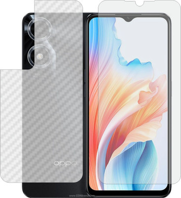 Fasheen Front and Back Tempered Glass for Oppo A2x PJU110 (Front 9H Hardness Matte & Carbon Fiber Skin for Back)(Pack of 2)