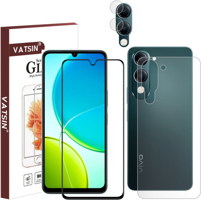 Vatsin Front and Back Tempered Glass for iQOO Z10 Lite, iQOO Z10 Lite [With Rear Camera Lens Guard](Pack of 3)