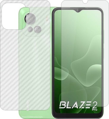 MOBART Front and Back Tempered Glass for Lava Blaze 2 Pro (Front 9H Hardness Matte & Carbon Fiber Skin for Back)(Pack of 2)