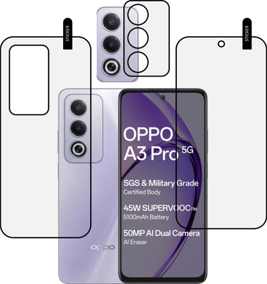 MOBKAVACH Front and Back Tempered Glass for OPPO A3 PRO 5G WITH CAMERA LENS PROTECTOR(Pack of 3)
